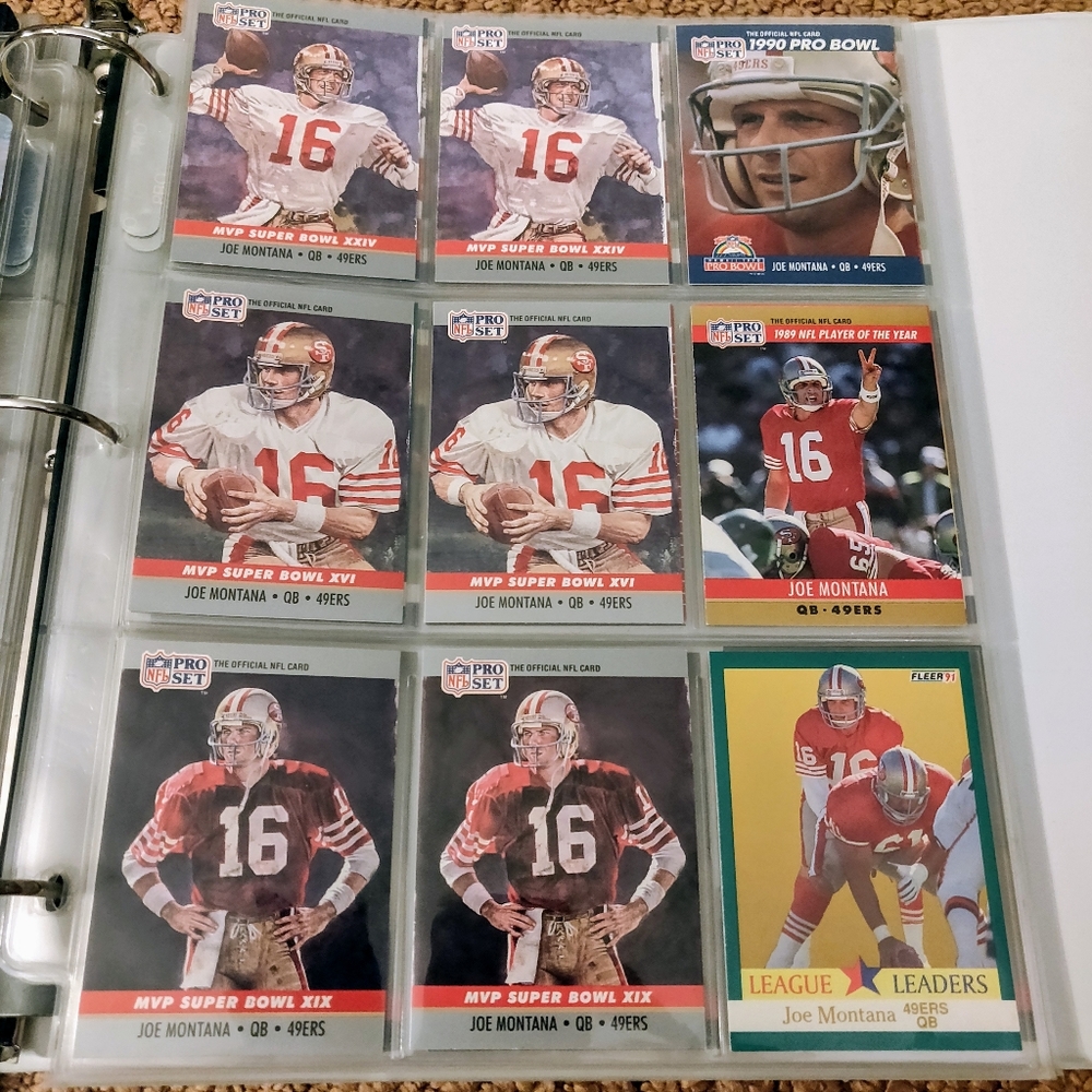 Lot of 9 Joe Montana Football Cards